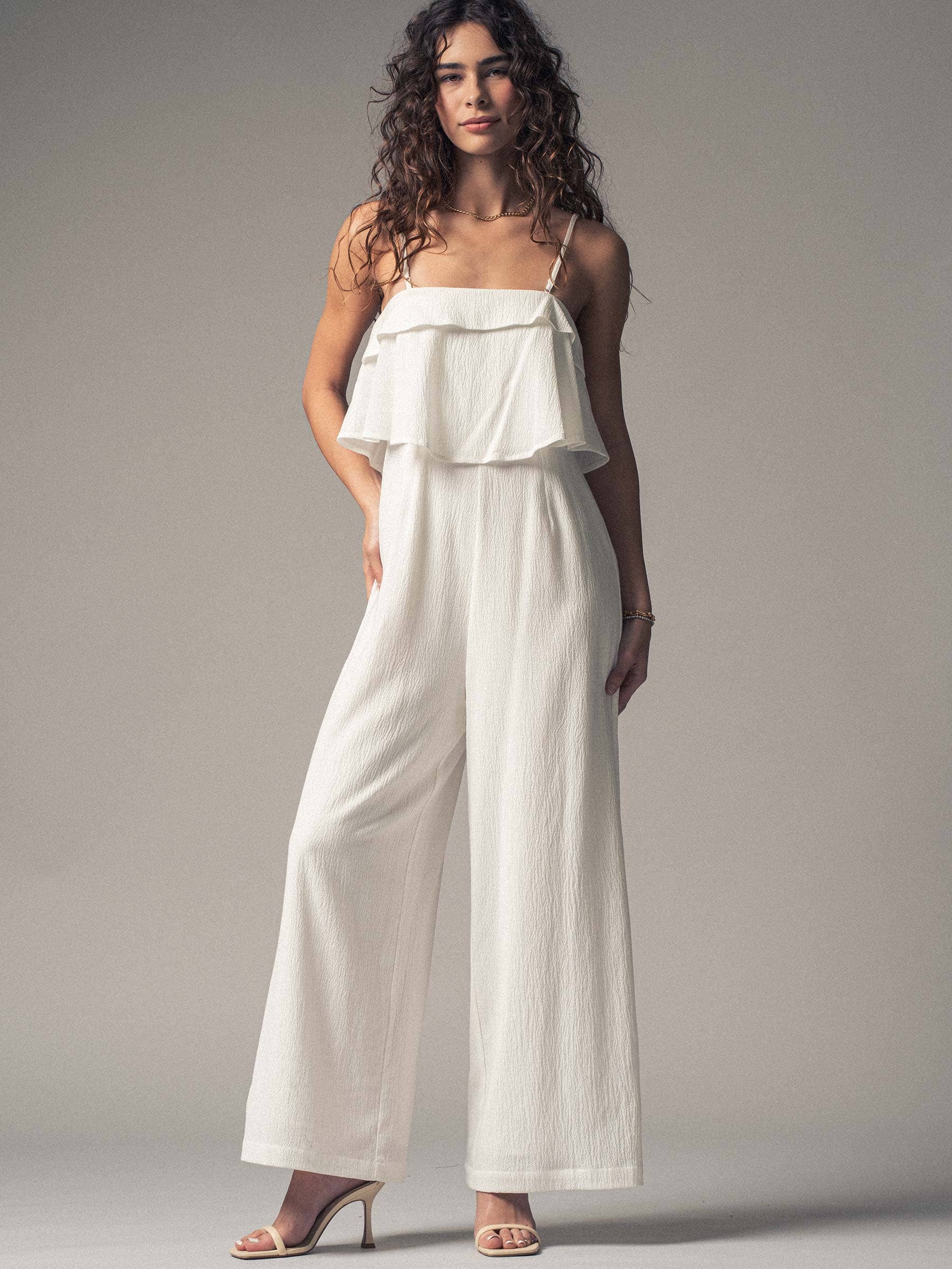 Urban Daizy Ruffled Bodice Wide Leg Jumpsuit Pink Jumpsuit - Women's (UDZ-JR-00021) – alternate view 16