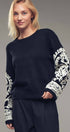 Urban Daizy Embroidered Sleeve Ivory Knit Sweater Ivory-Black Knit Sweater - Women's (UDZ-KN-00654) – alternate view 20