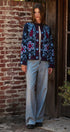 Embroidered Corduroy Jacket with Folk Floral Scroll in NAVY - Women's Jackets & Blazers | Urban Daizy