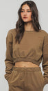 Urban Daizy Mineral Wash Mock Neck Crop Sweatshirt Black Sweatshirt - Women's (UDZ-KN-00191) – alternate view 5