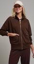 Scuba Zip Up Track Bomber Jacket Pilates Athflow for Women in CHOCOLATE BROWN - Women's Jackets & Blazers | Urban Daizy