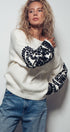 Urban Daizy Embroidered Sleeve Ivory Knit Sweater Ivory-Black Knit Sweater - Women's (UDZ-KN-00654) – alternate view 9