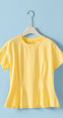 Urban Daizy Pleated Waist Cotton Spandex Everyday Tee Butter-Yellow T-Shirt - Women's (UDTP1324-Butter-Yellow)