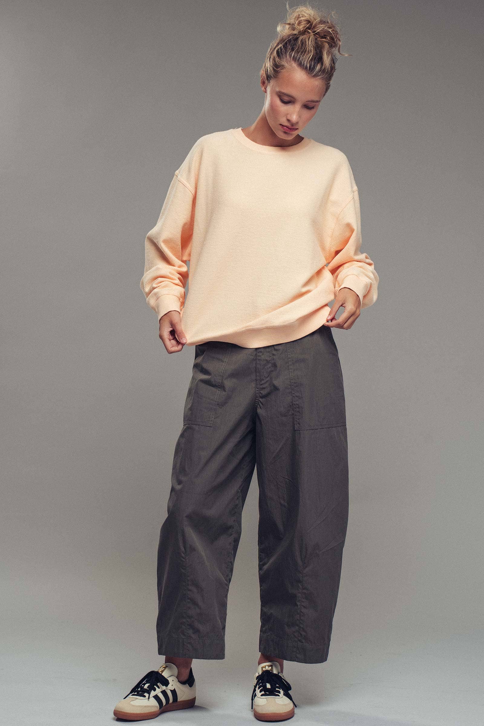 Urban Daizy Oversized Vintage Wash Ribbed Cotton Sweater Charcoal Sweatshirt - Women's (UDZ-KN-00544) – alternate view 7