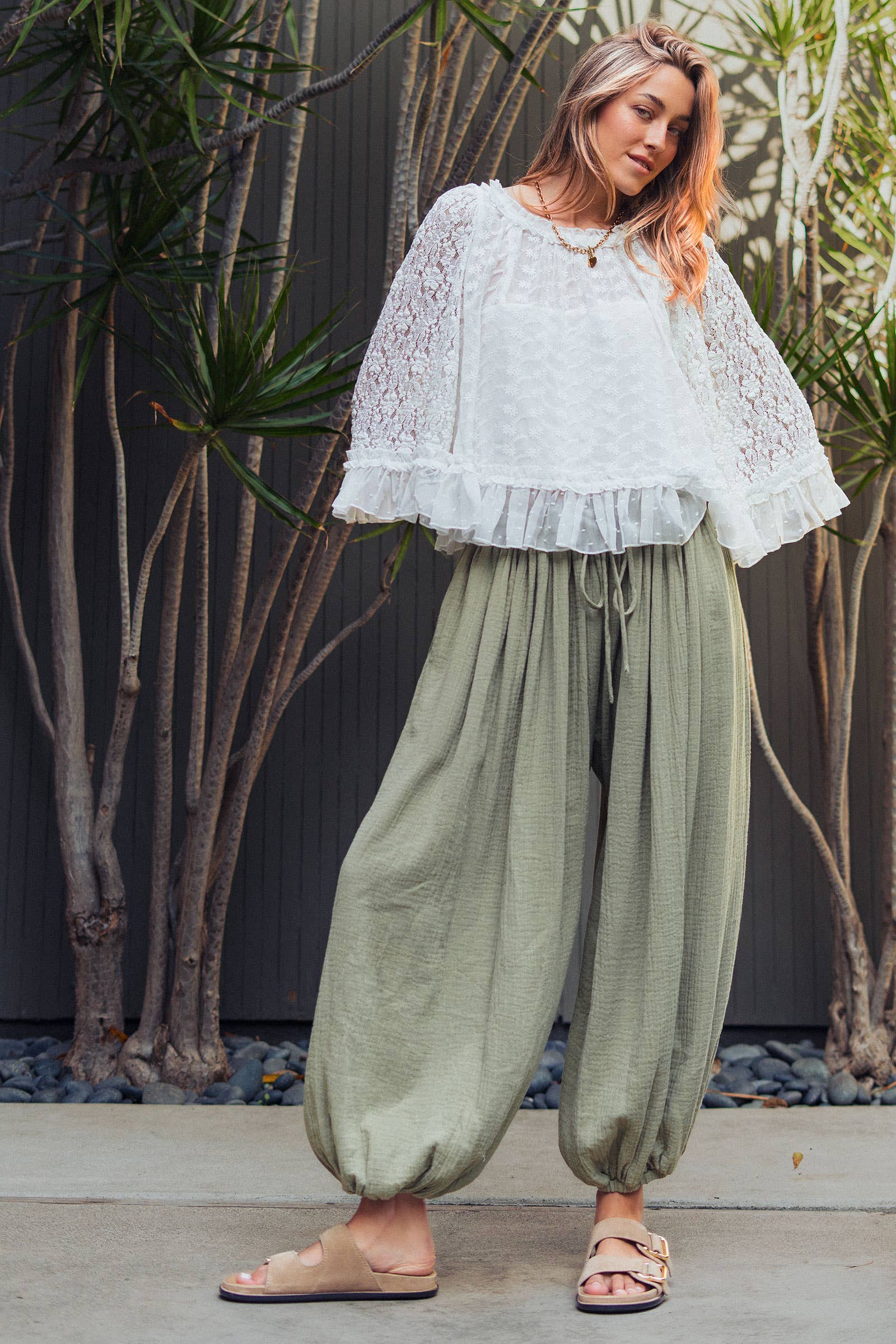 Urban Daizy Swiss Dot Lace Top Ruffle Flutter Sleeve Black Blouse - Women's (UDZ-TP-01041) – alternate view 9