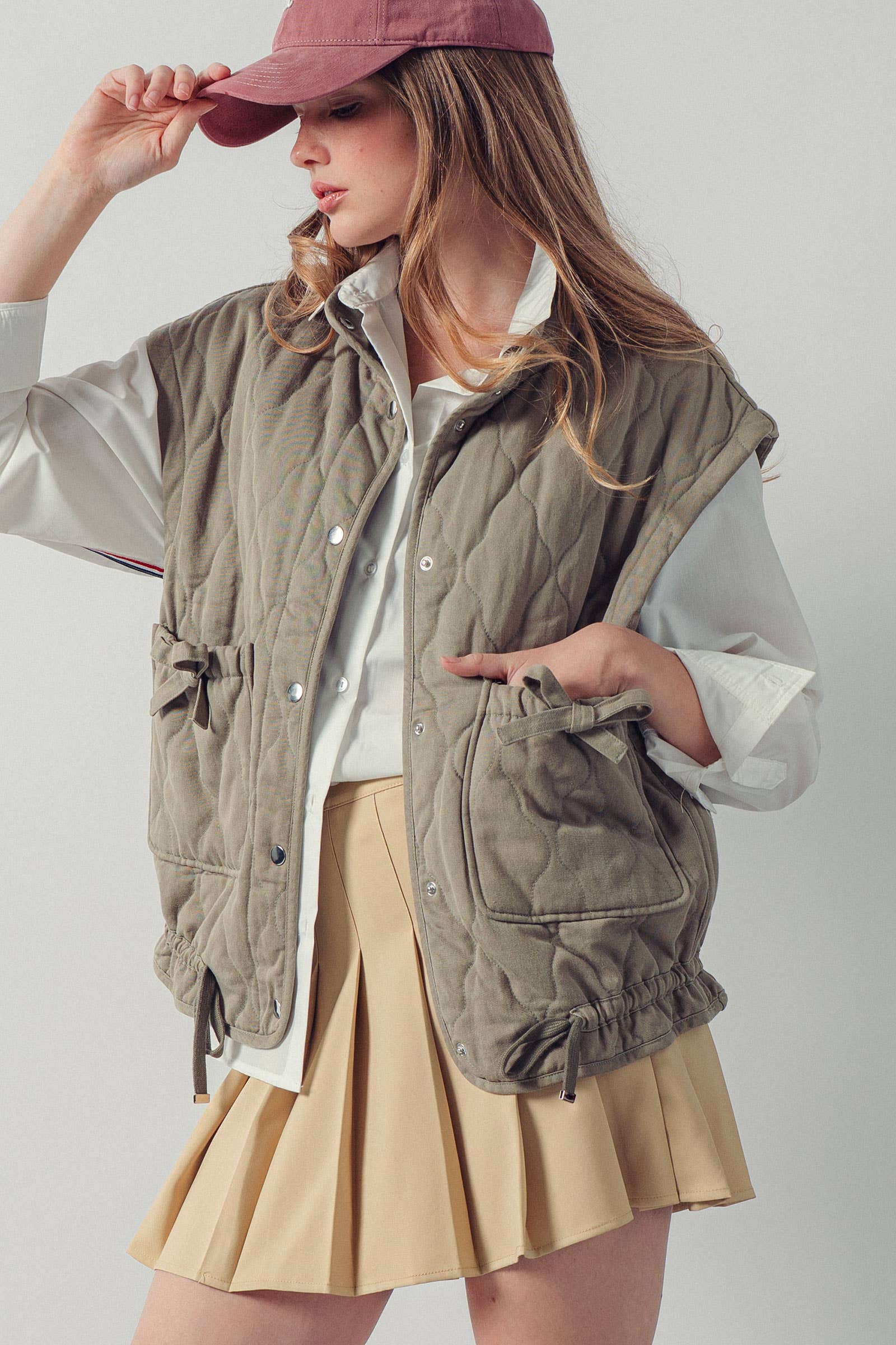 Vintage Washed Quilted Padded Vest