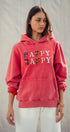 Urban Daizy "HAPPY HAPPY" Vintage Washed Hoodie Red Hoodie - Women's (UDZ-KN-00891) – alternate view 5