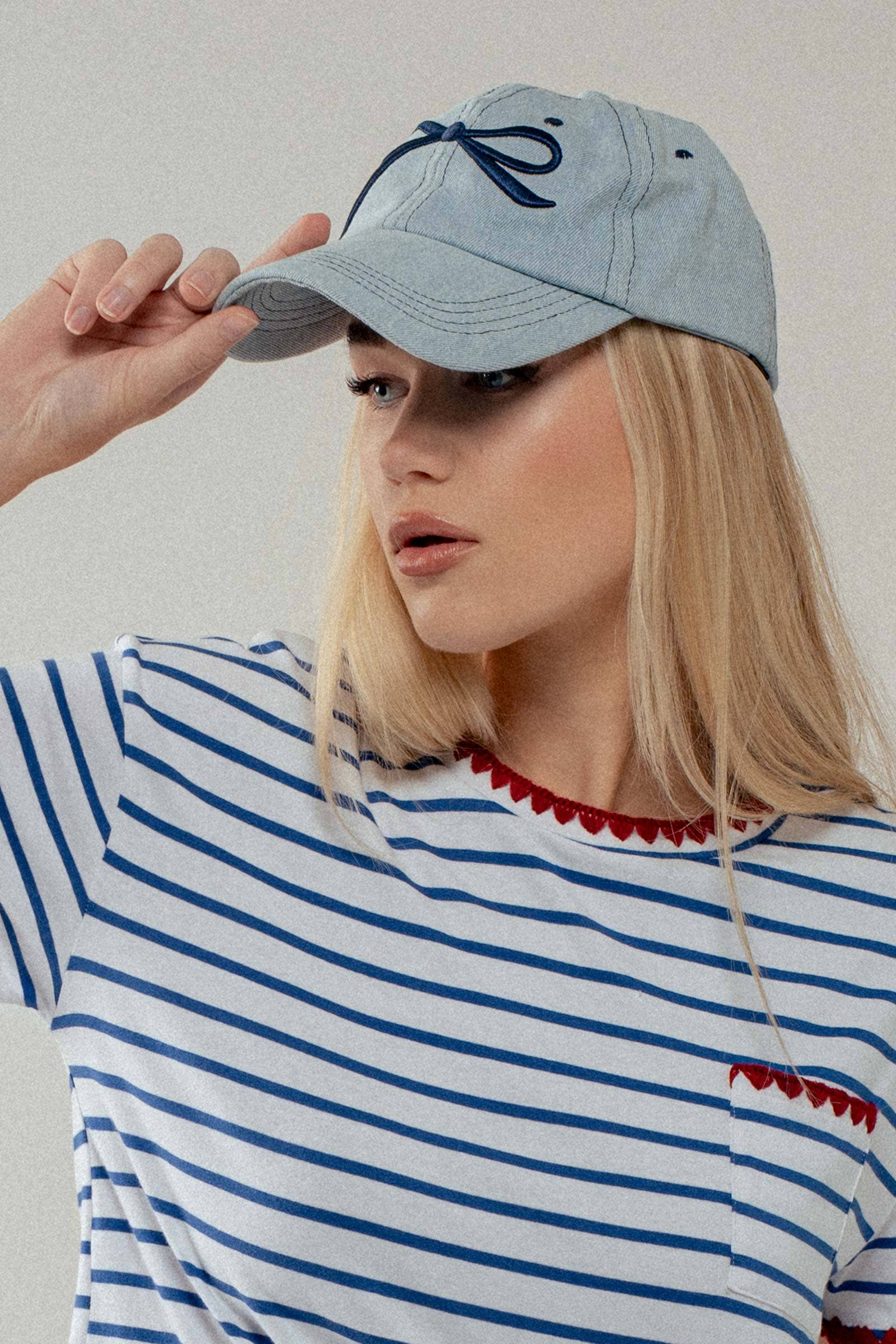 Embroidered Bow Detail Relaxed Baseball Cap