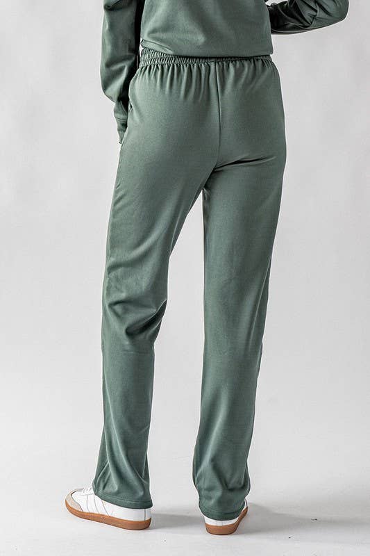 High-Waisted Wide-Leg Micro Fleece Pants