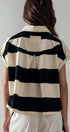 Urban Daizy Bold Striped Dolman Sleeve Polo Shirt Ivory Black Polo - Women's (UDZ-TP-00660) – alternate view 30