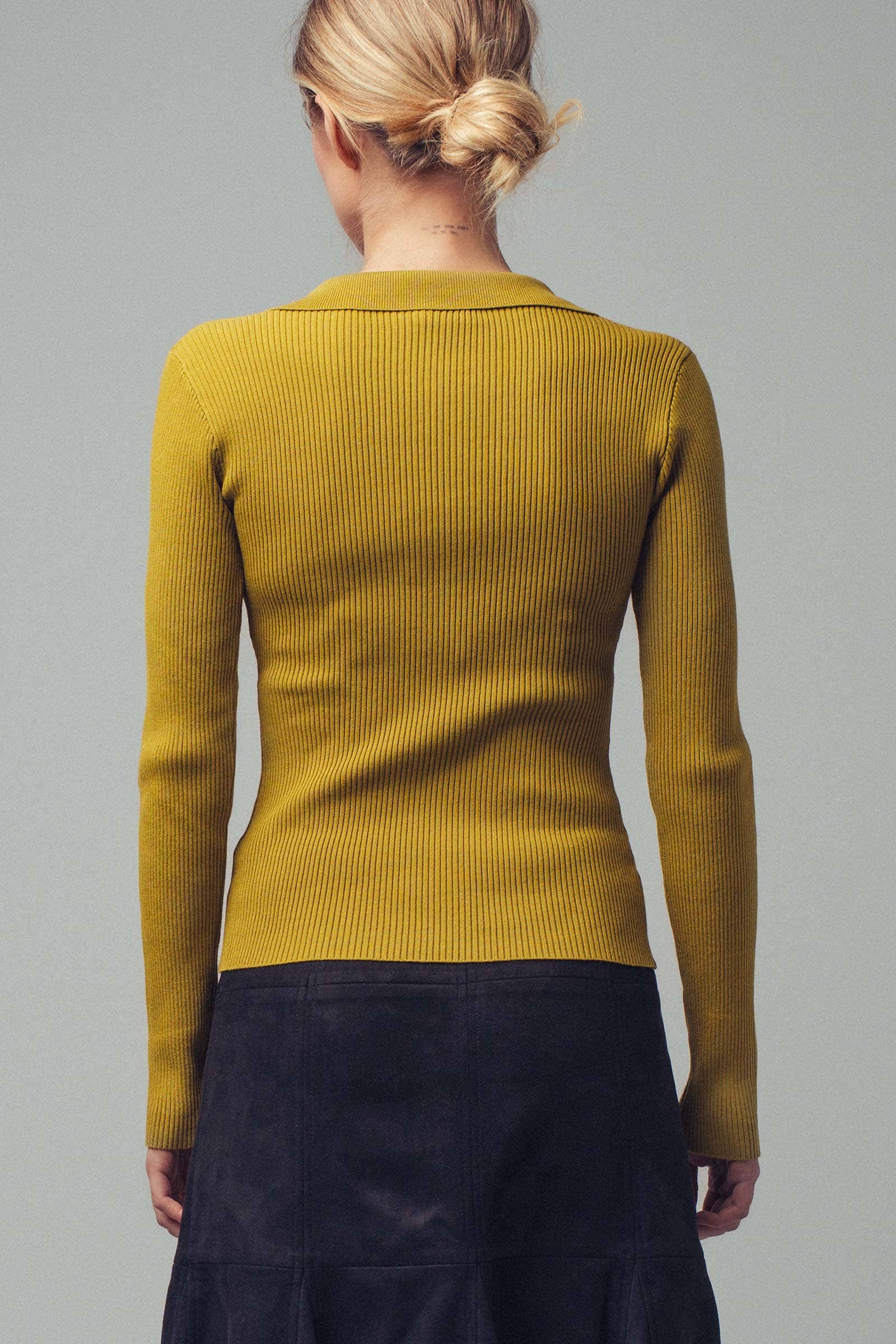 Urban Daizy Classic Fitted Ribbed Knit Polo Sweater Brown Knit Sweater - Women's (UDZ-KN-00657) – alternate view 15