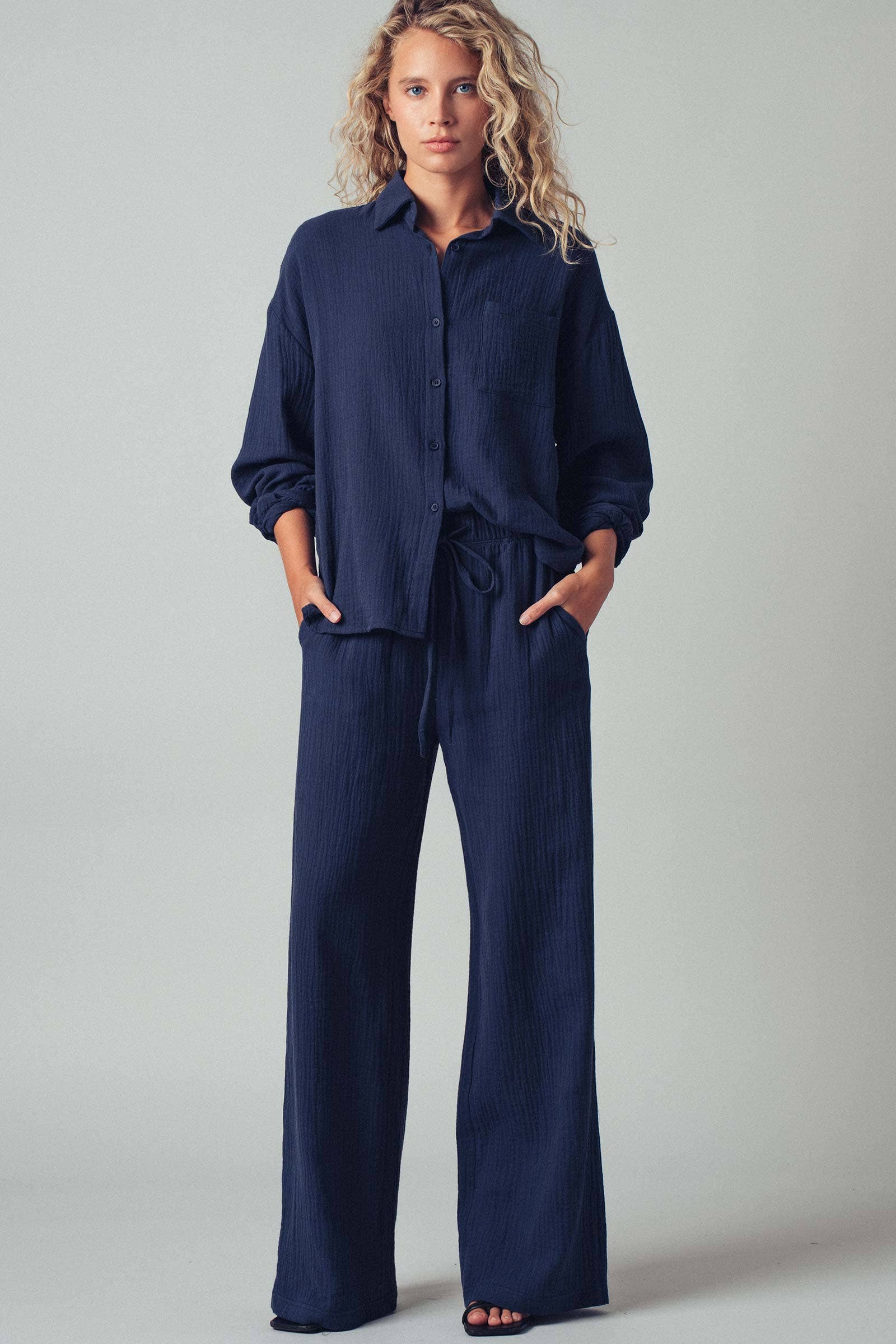 Textured Cotton Gauze Lounge Set