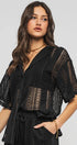 Urban Daizy Open Knit Button-Down Oversized Shirt Black Button Down Shirt - Women's (UDZ-TP-00111) – alternate view 17