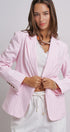 Pinstripe Single-Button Notch Lapel Blazer in LT PINK - Women's Fashion | Urban Daizy