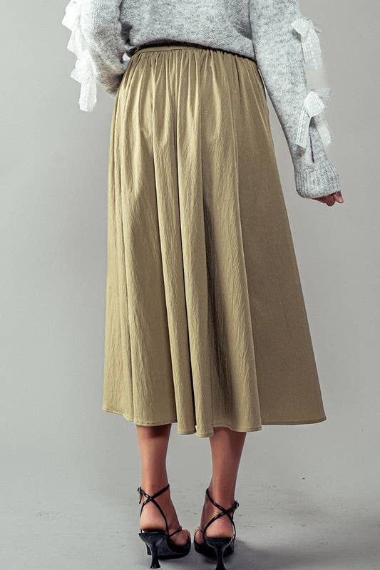 Urban Daizy Cotton Blend Pocketed Elastic Waist Midi Skirt Taupe Skirt - Women's (UDZ-SK-00070) – alternate view 17