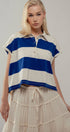 Urban Daizy Bold Striped Dolman Sleeve Polo Shirt Ivory Black Polo - Women's (UDZ-TP-00660) – alternate view 10