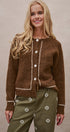 Wool Blend Sweater Cardigan with Statement Buttons in BROWN - Women's Cardigans & Shrugs | Urban Daizy
