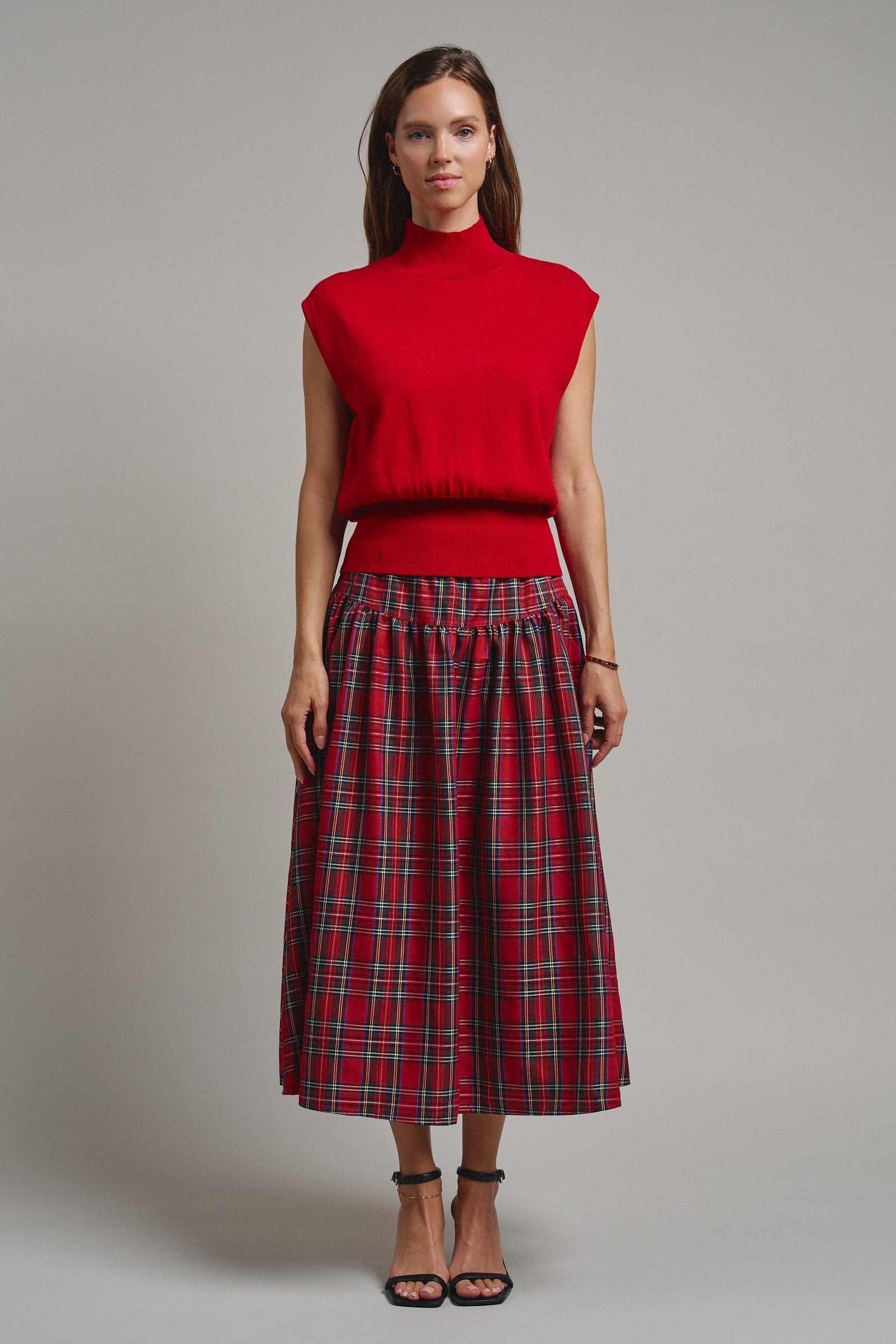 Uptown Mockneck Blouson Top in RED - Women's Sweaters | Urban Daizy