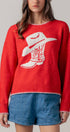Urban Daizy Cowboy Boot Graphic Knit Sweater Red Knit Sweater - Women's (UDZ-KN-01040)