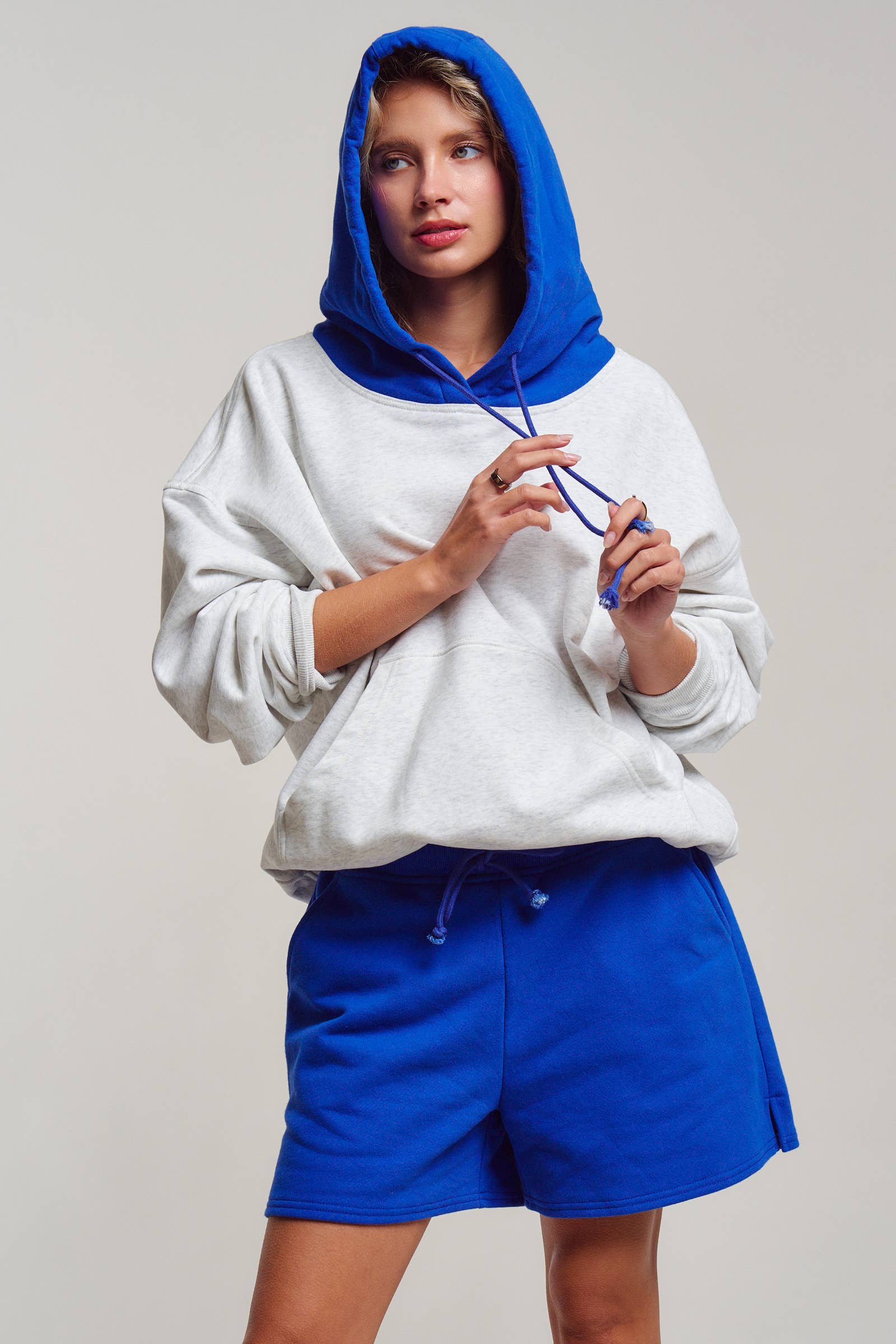 Contrast Hood Colorblock Pullover Hoodie