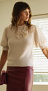 Bow Detail Puff Sleeve Ribbed Knit Sweater in IVORY - Women's Sweaters | Urban Daizy
