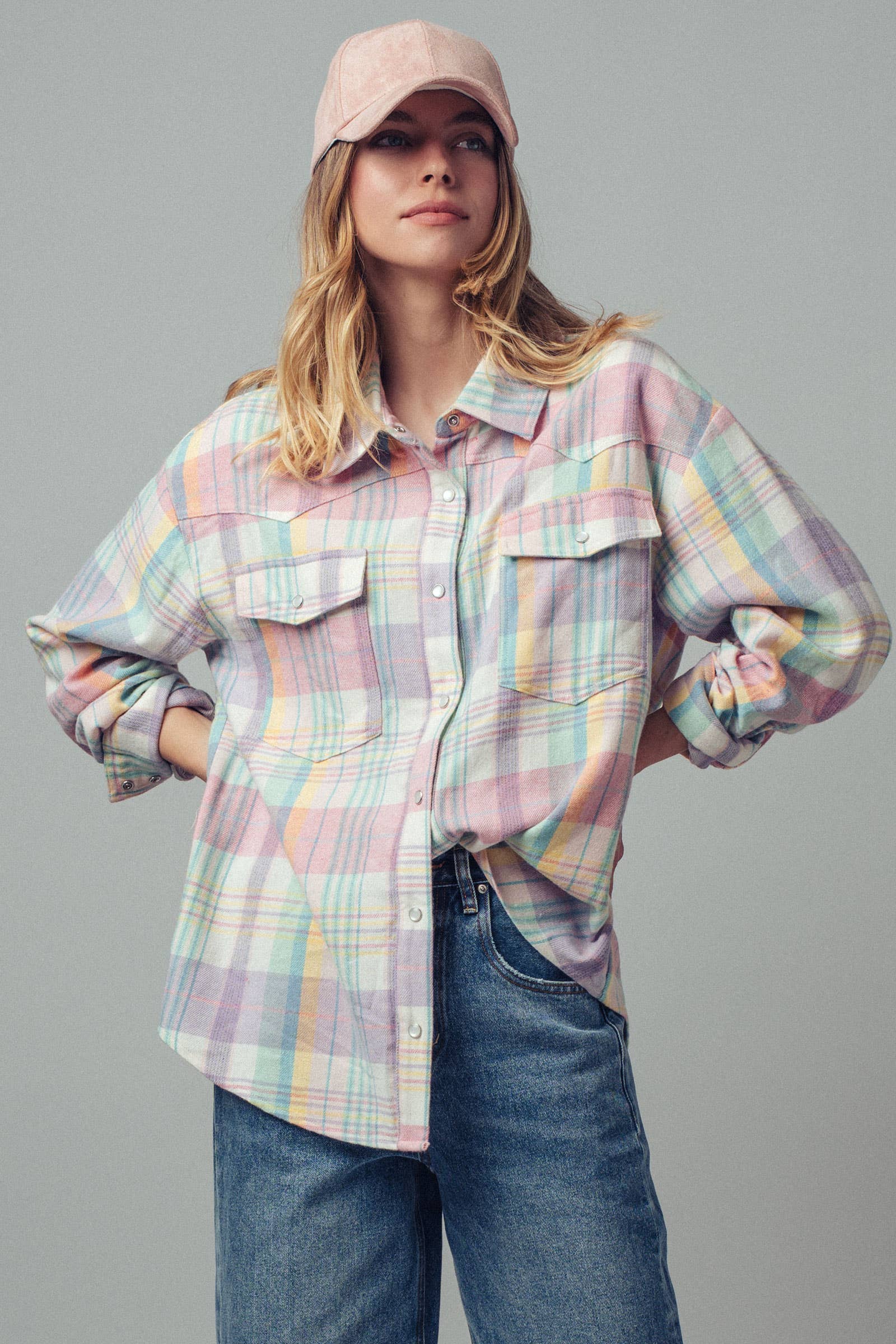 Plaid Snap-Front Western Shirt