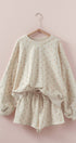 Urban Daizy Floral Balloon Sleeve Sweatshirt and Shorts Set Creamy-Beige Lounge Set - Women's (UDZ-AC-00210) – alternate view 7