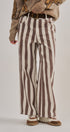 Striped Cropped Wide Leg Denim Pants