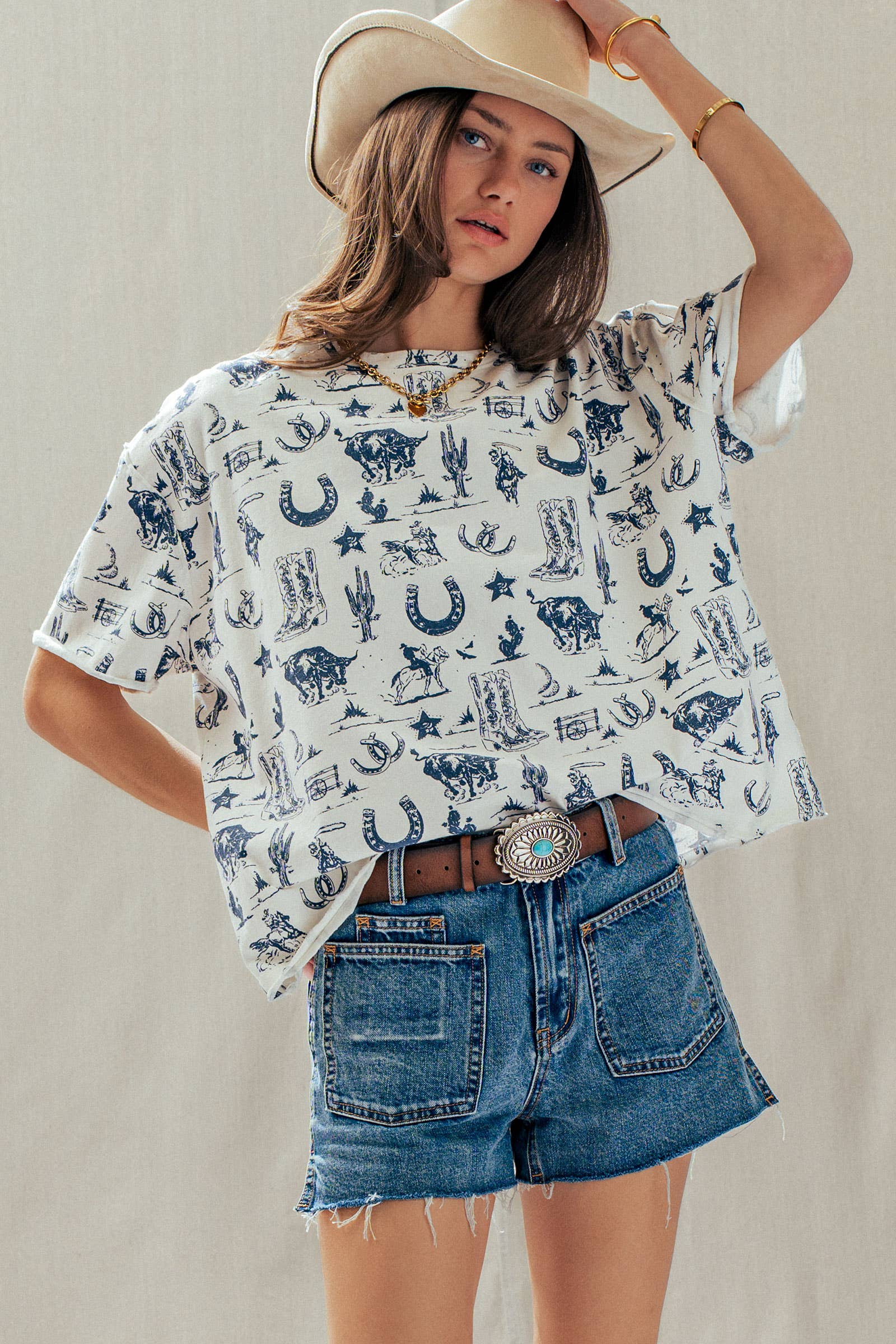Western Graphic Print Relaxed Fit Tee