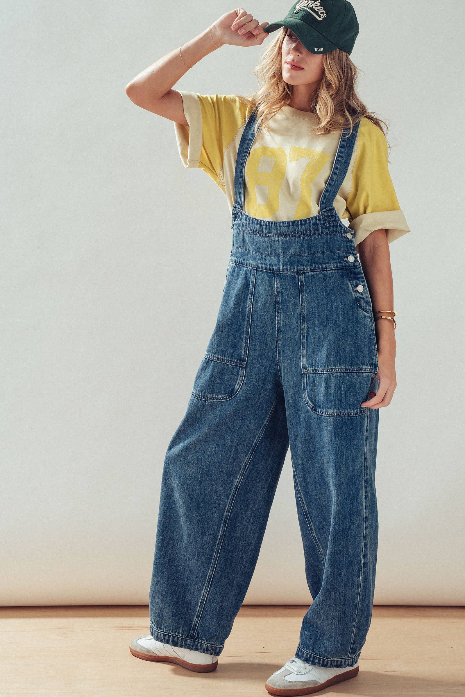 Relaxed Wide-Leg Denim Overalls