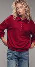 Urban Daizy Waffle Knit Collared Snap Placket Pullover Deep-Red Sweatshirt - Women's (UDZ-KN-00656) – alternate view 10