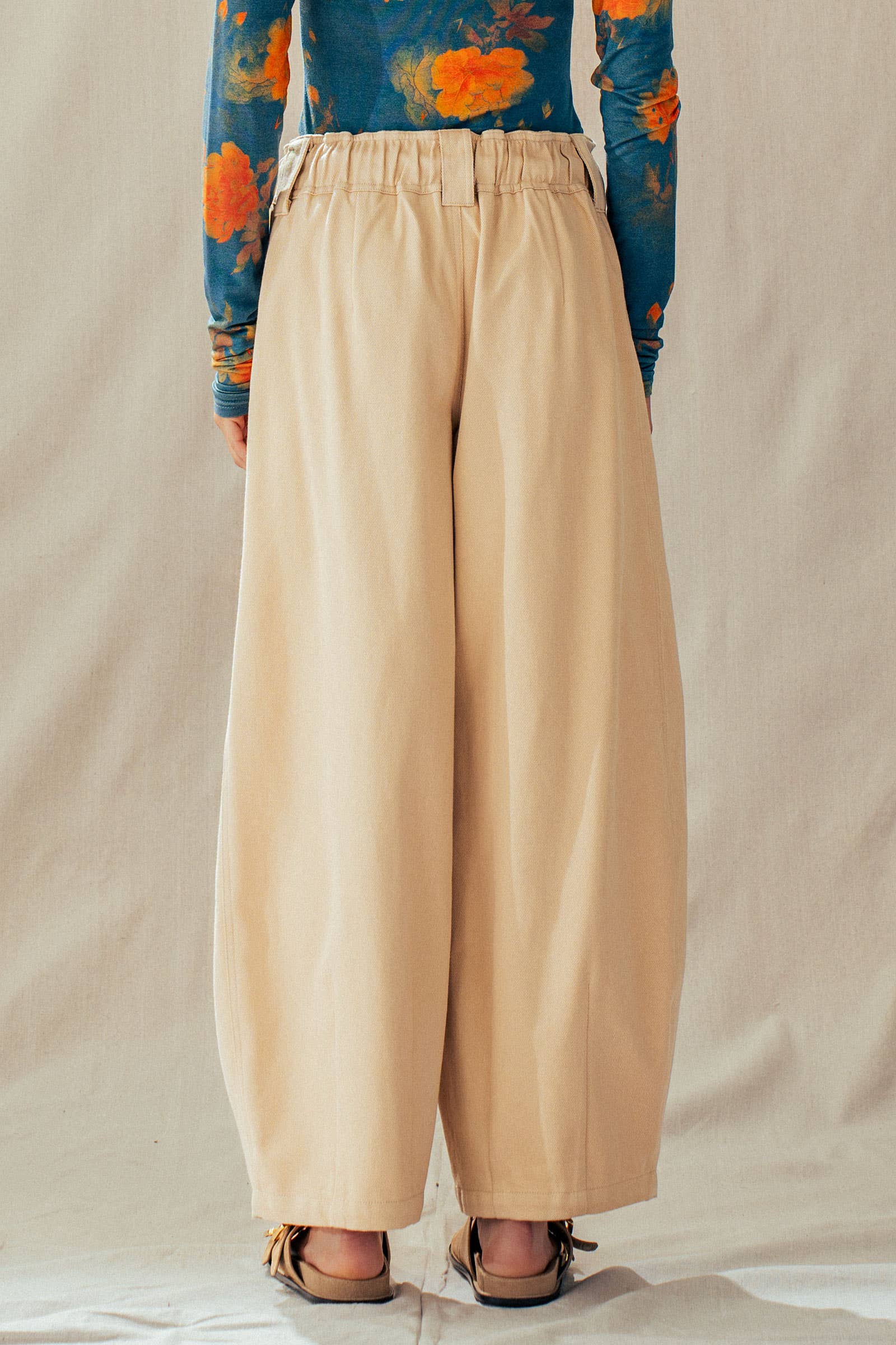 Urban Daizy Rope Drawstring Balloon Pants Pleated Front Brown-Stripe Pants - Women's (UDZ-PT-00481) – alternate view 13