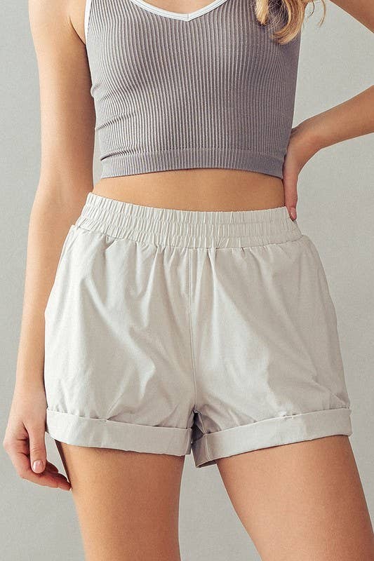 Urban Daizy Elastic Waist Rolled Hem Casual Shorts Black Shorts - Women's (UDZ-PT-00180) – alternate view 8