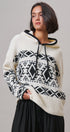 Nordic Fair Isle Hooded Sweater Wool Blend in IVORY BLACK - Women's Sweaters | Urban Daizy