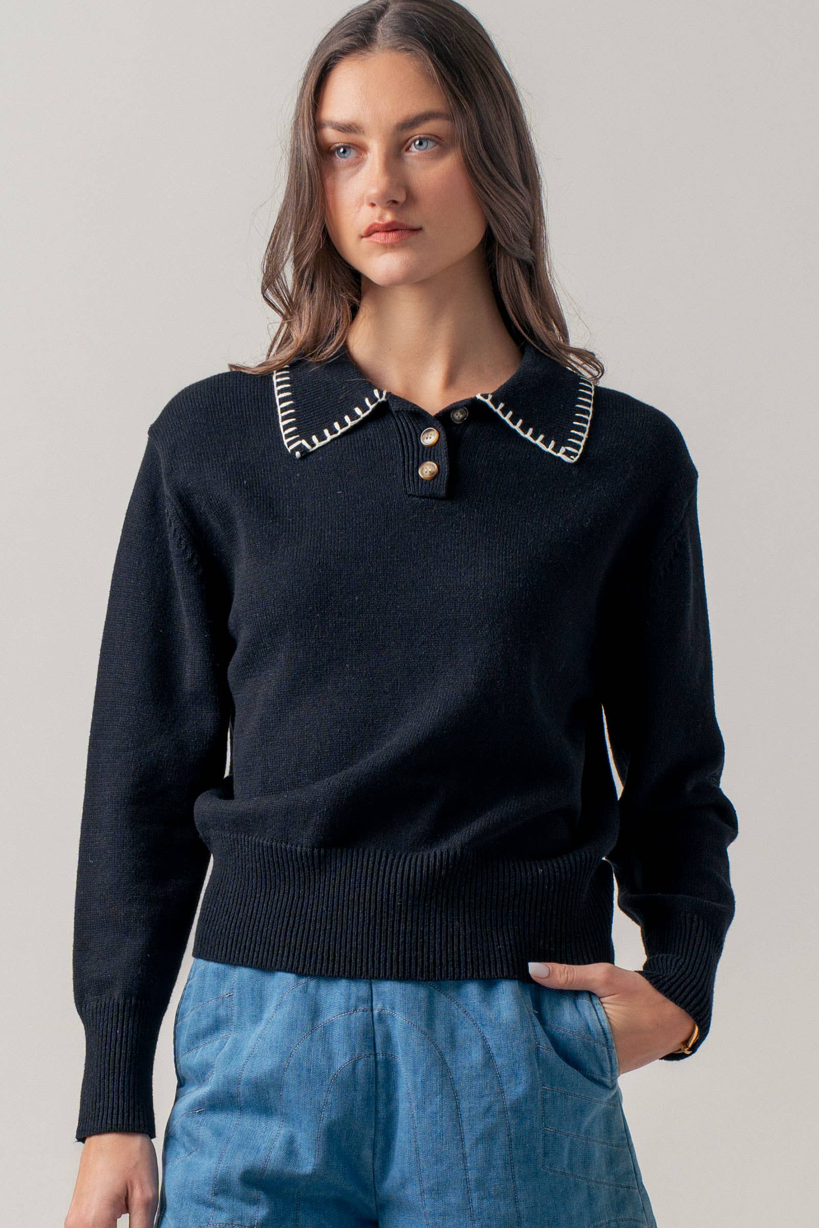 Modern Heritage Contrast Polo Knit Sweater