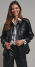 Faux Leather Pocket Shirt with Snap Closure