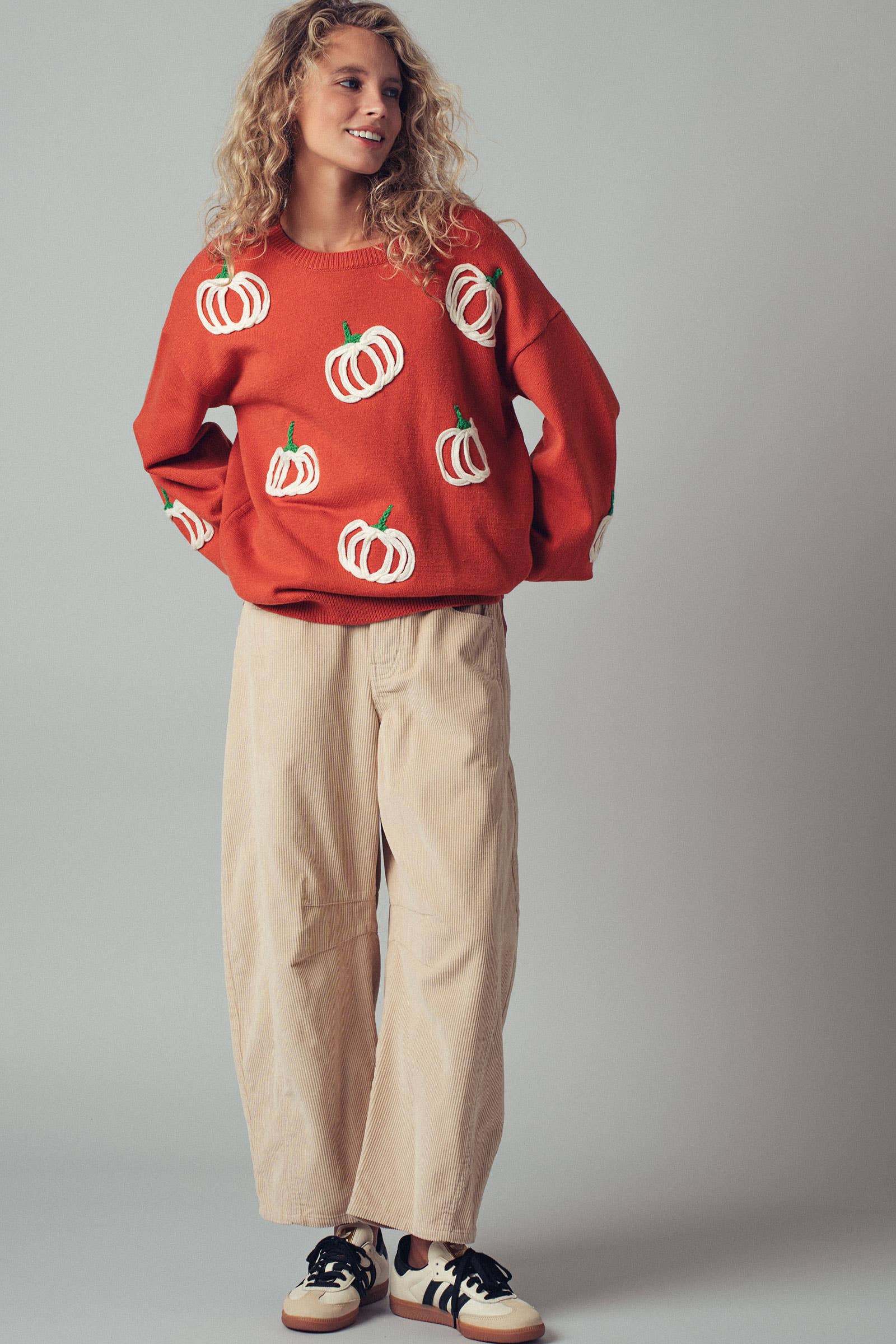Urban Daizy Pumpkin Patch Balloon Sleeve Sweater Rust Knit Sweater - Women's (UDZ-TP-00814) – alternate view 21