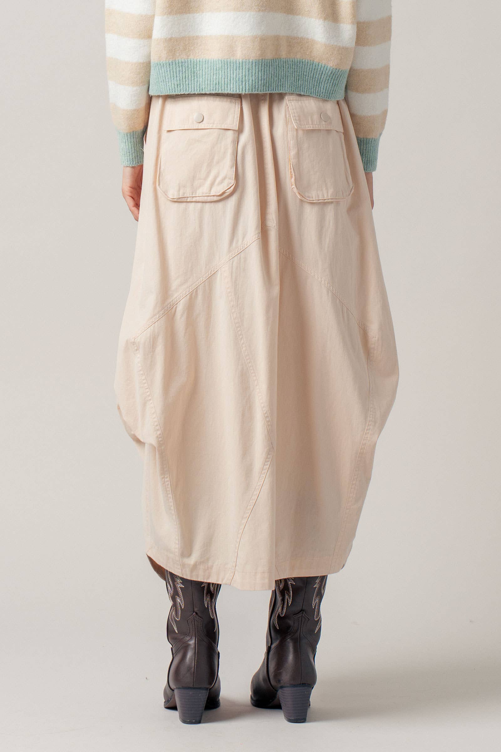 Balloon Hem Drawstring Maxi Skirt