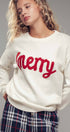 Urban Daizy Merry Embroidered Crewneck Sweater Ivory Knit Sweater - Women's (UDZ-KN-00488) – alternate view 9