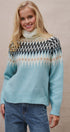 Icelandic Yoke Turtleneck Sweater in PASTEL BLUE - Women's Sweaters | Urban Daizy