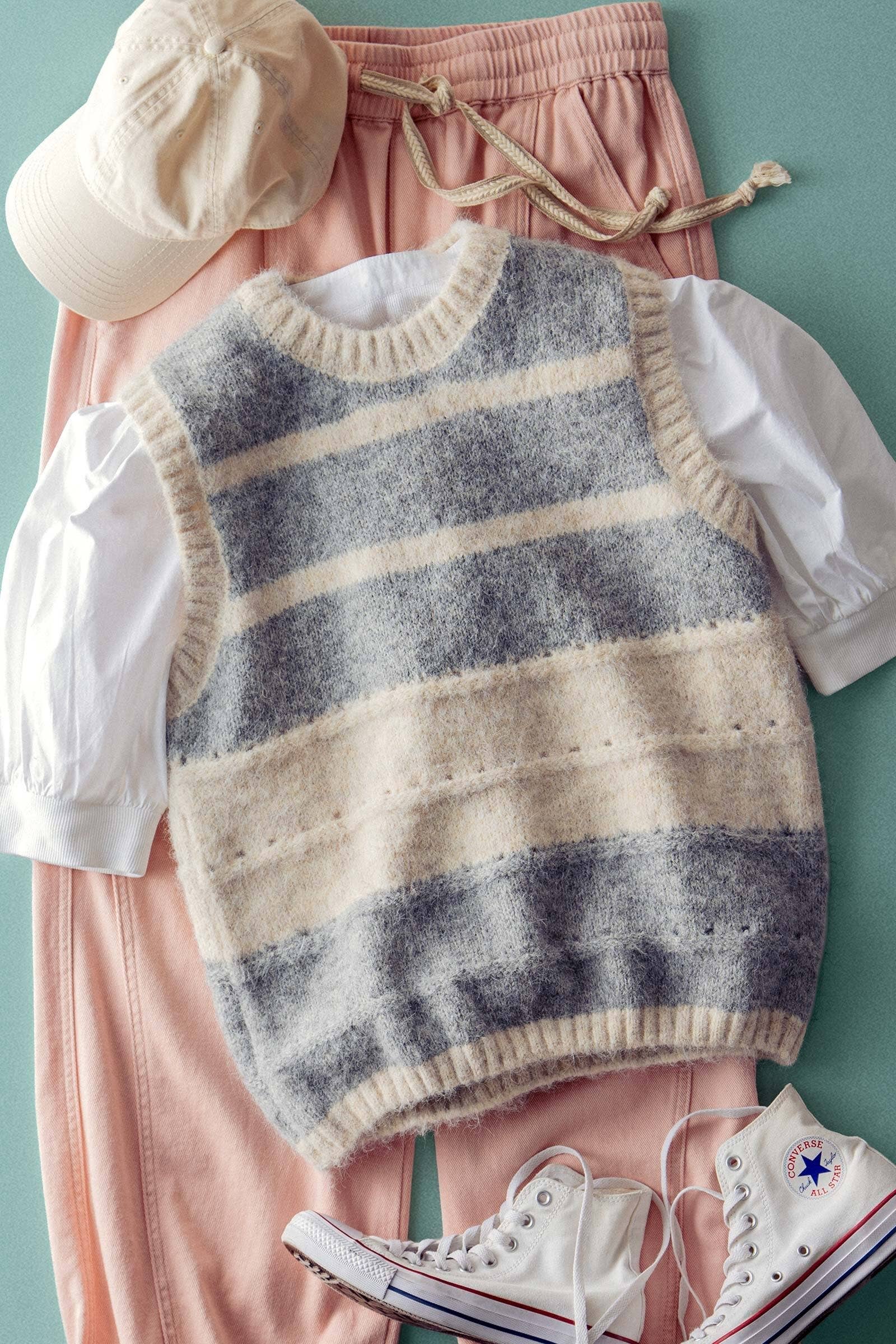 Striped Boho Knit Sweater Vest