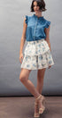Urban Daizy Blue Rose Print Lace Trim Double Tiered Mini Skirt Ivory Skirt - Women's (UDZ-AC-00158) – alternate view 11