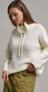 Ribbed Funnel Neck Knit Sweater in IVORY - Women's Sweaters | Urban Daizy