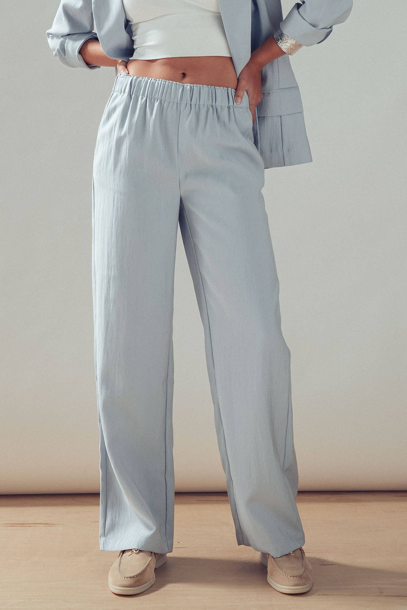 Elastic Waist Wide Leg Pants