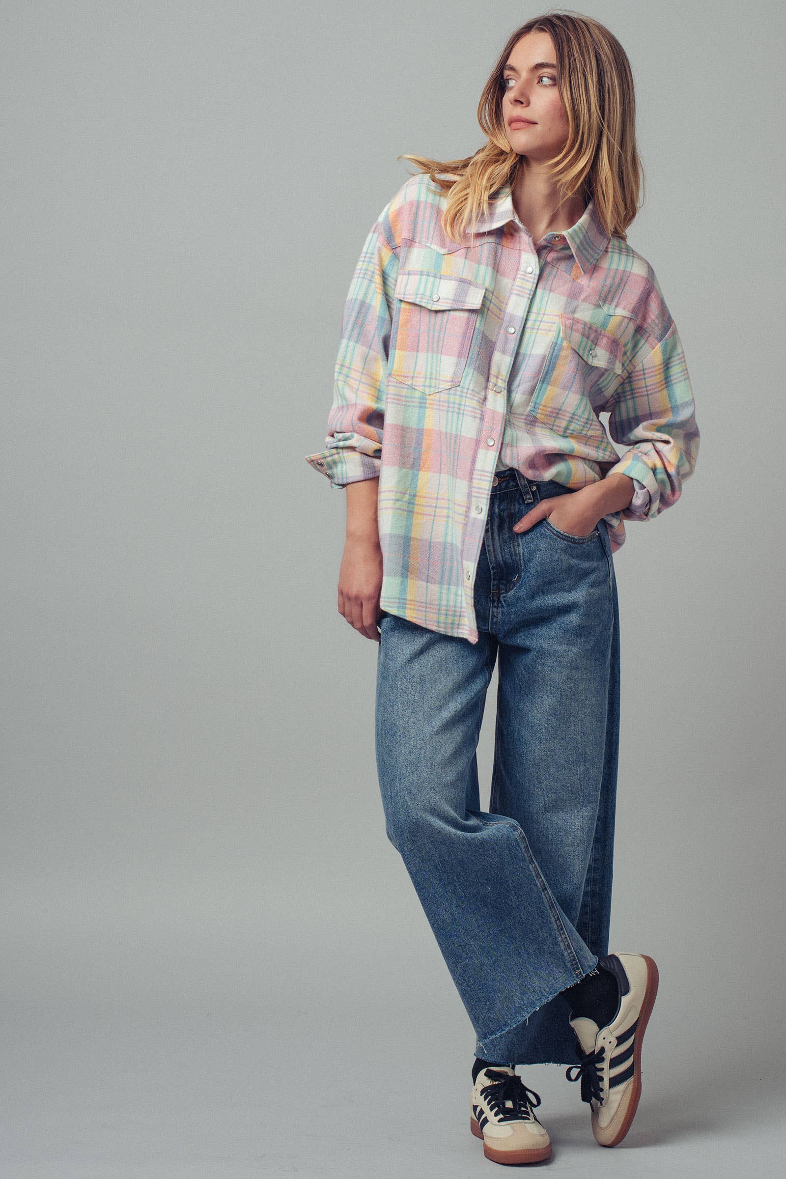 Plaid Snap-Front Western Shirt