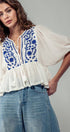 Urban Daizy Boho Embroidered Puff Sleeve Ruffle Blouse White Blouse - Women's (UDZ-TP-00705) – alternate view 15