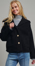 Hooded Button-Front Wool Blend Short Jacket in BLACK - Women's Jackets & Blazers | Urban Daizy