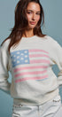 Urban Daizy Vintage Flag Graphic Relaxed Soft Knit Sweater Ivory Cardigan - Women's (TNTP4028-Ivory) – alternate view 3