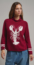 Lobster Intarsia Mock Neck Knit Sweater in BURGUNDY - Women's Sweaters | Urban Daizy