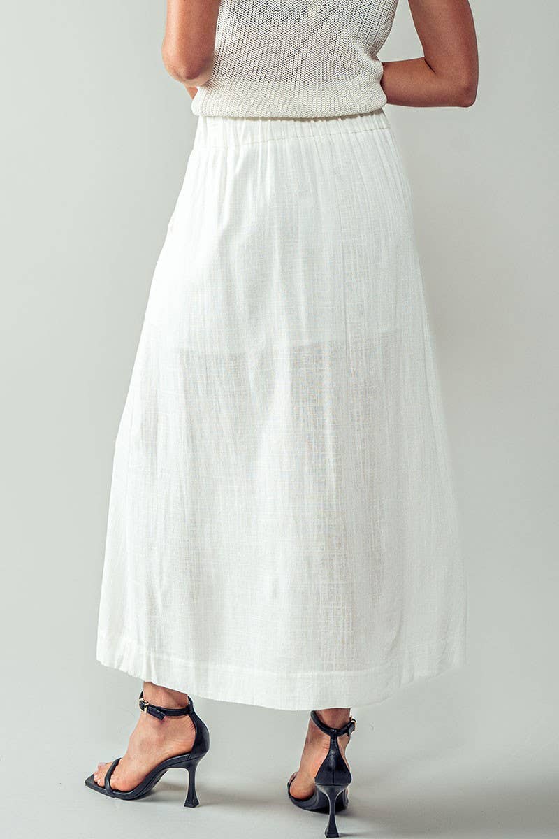 Bohemian Button Front Wrap Around Elastic Waist Maxi Skirt